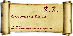 Kacsovszky Kinga névjegykártya